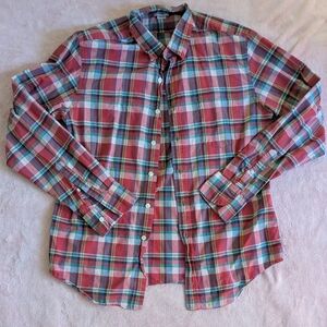 J. Crew Women's Red Plaid Button Down Shirt